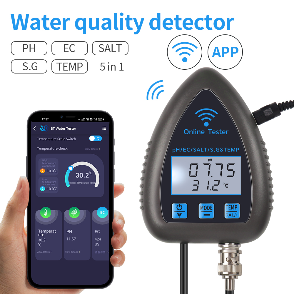Ph Meter Digital Water Tester - Tuya WiFi 5 in 1 수질